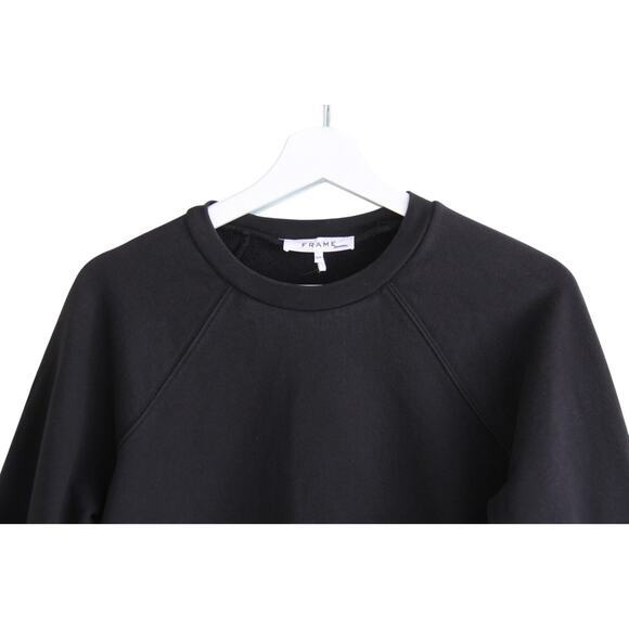 Frame Sweatshirt Small Black Scalloped Hem Puff Bishop Sleeve Pullover - Picture 5 of 7
